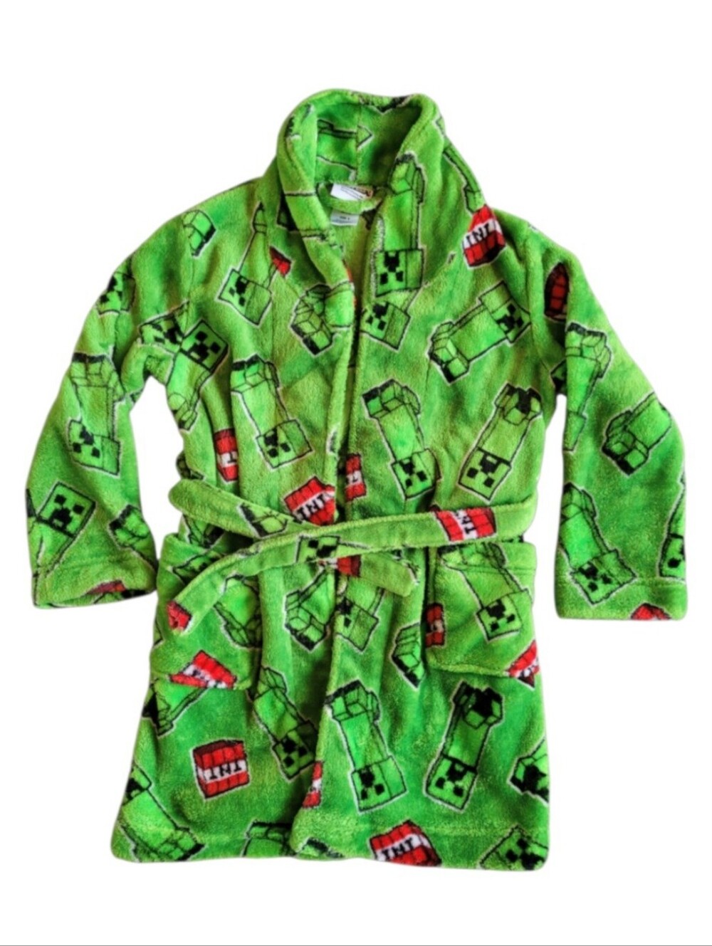 Minecraft Kids Size 6 Green Plush Fleece Bathrobe